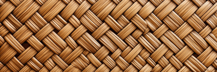 Panoramic background with knotted wicker pattern in brown colors