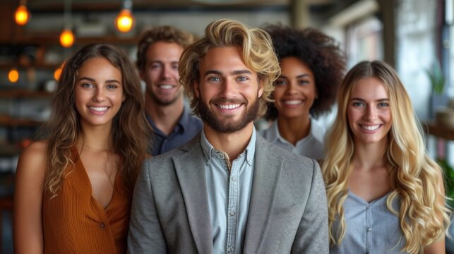 Successful business team collaborating and working together to achieve common goals