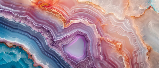 colorful agate stone pattern with pastel hues - obrazy, fototapety, plakaty