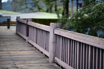 wooden bridge in the park - 723820747