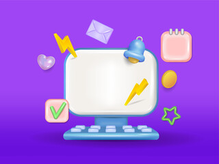 The layout of the desktop computer. 3d vector illustration.