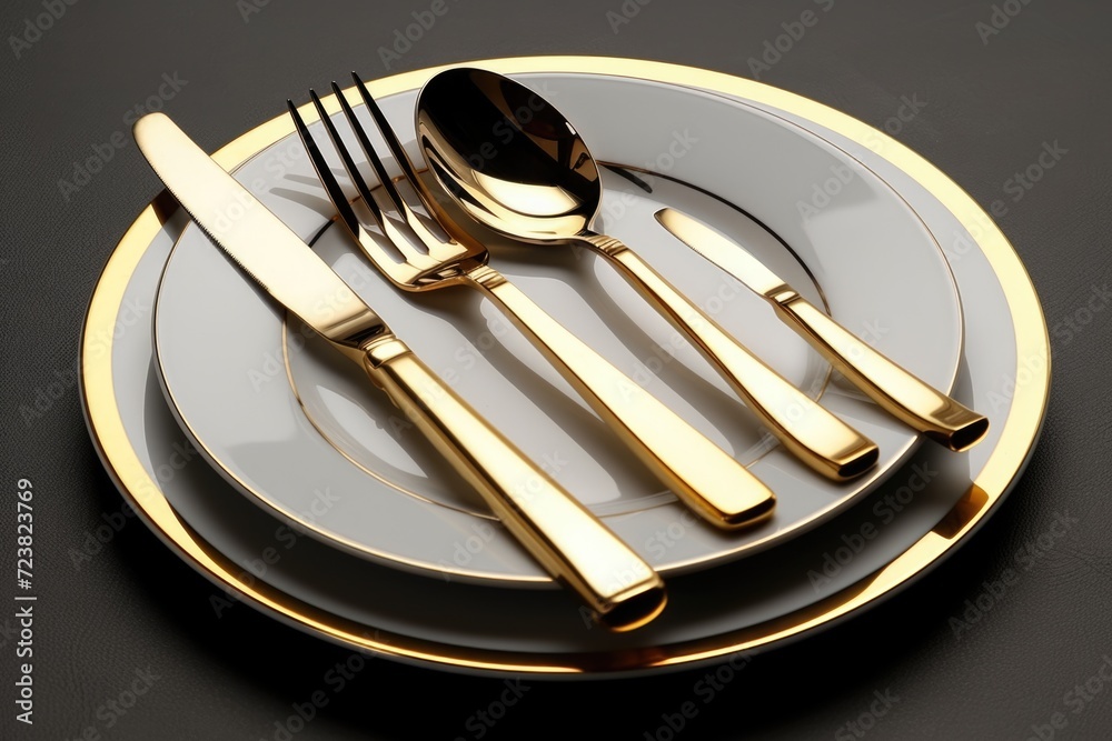 Aufkleber a simple image of a plate with a knife, fork, and spoon. suitable for use in food-related designs an