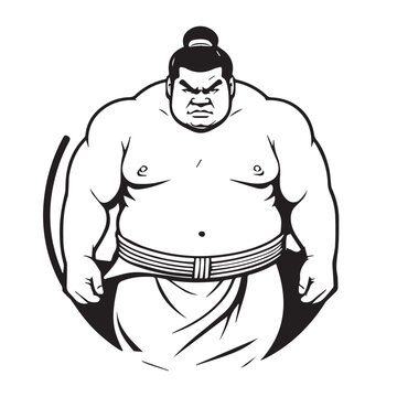 2d outline vector minimalism hand drawn art style athlete sumo wrestling 