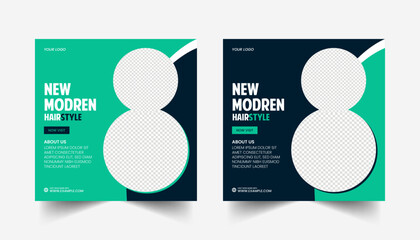 Barber shop hair salon social media post template