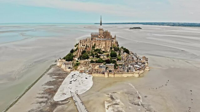 France Mont-Saint Michel monastery aerial view
