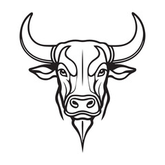 2d outline vector minimalism hand drawn art style head of bull