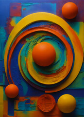 abstract orange background with illustration, 3d rendering generative ai