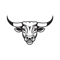 2d outline vector minimalism hand drawn art style head of bull