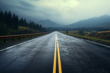 The Road Under The Heavy Rain Background