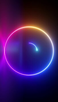 looped 3d vertical video, abstract geometric neon background.