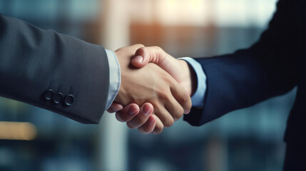 two business people shaking hand after business job interview in meeting room office, partnership, negotiation, investor, success, partner, teamwork, financial, connection concept - obrazy, fototapety, plakaty