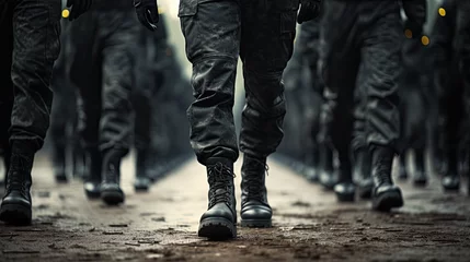 Poster Marching army of men in uniform and boots close up ©  Mohammad Xte