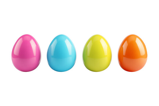 Set of multicolor glossy Easter eggs. Realistic colored eggs on a transparent background. Easter, holiday symbol. PNG image