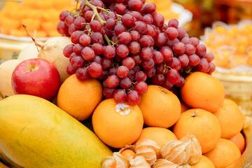 Naklejka na ściany i meble Many fruits on the tray