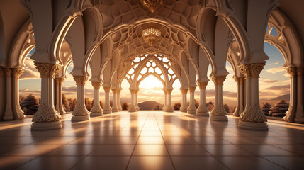 Illuminated Mosque Interior - obrazy, fototapety, plakaty