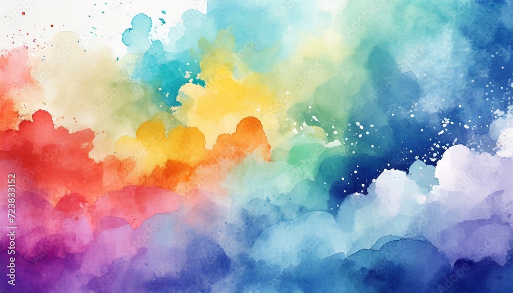 Canvas Prints watercolor color full background watercolor background with clouds rainbow color