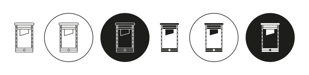 Guillotine vector line logo art icon mark. Guillotine outline drawing set