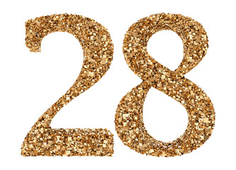 28 number gold glitter