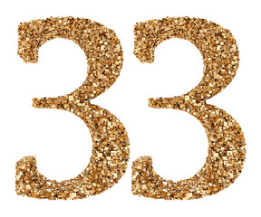 33 number gold glitter