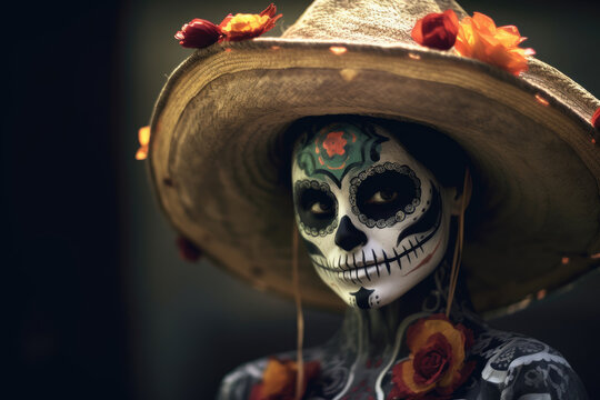 Photo of woman with Day of the Dead make up