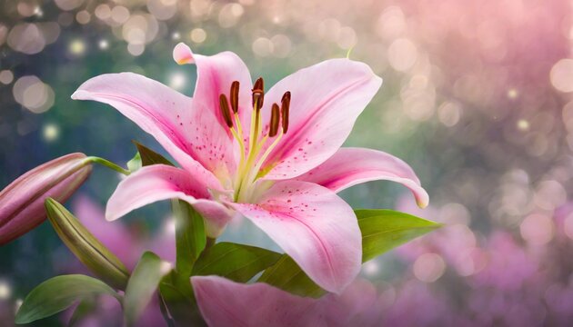 pink lily flower on background generative ai