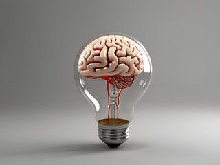 brain with light bulb