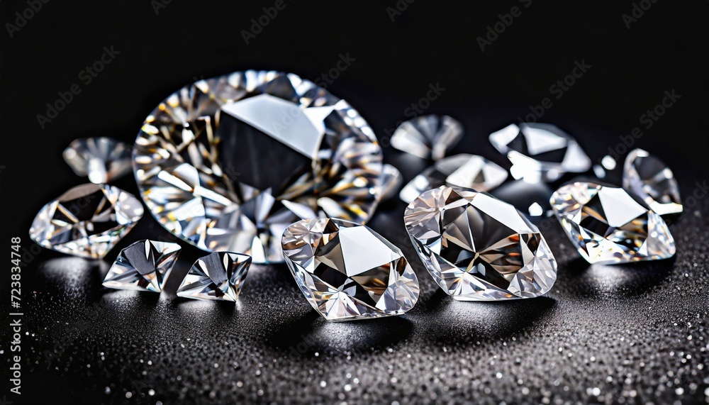 Canvas Prints shiny diamonds on black background