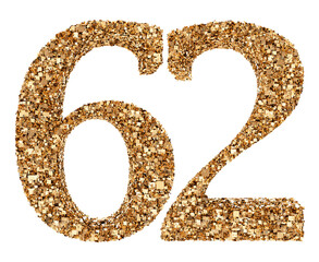62 number gold glitter