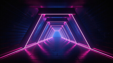 Abstract background with neon lights. neon tunnel . - obrazy, fototapety, plakaty