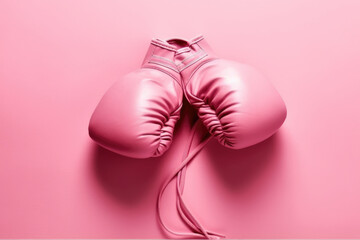 Pink boxing gloves on a pink background