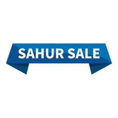 Sahur Sale Text In Blue Ribbon Rectangle Shape For Promotion Business Marketing Information Social Media Announcement

