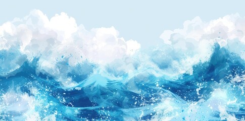 Abstract water ocean wave, blue, aqua, teal texture. Blue and white water wave web banner Graphic Resource as background for ocean wave abstract. Vita backdrop for copy space text ai generated
 - obrazy, fototapety, plakaty