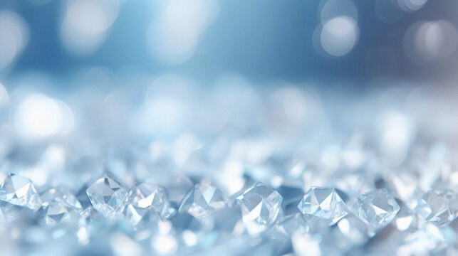 Diamonds on blue bokeh background .