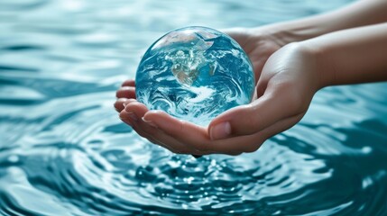 Saving water and world environmental protection concept. Earth, ecology, nature, planet concepts.