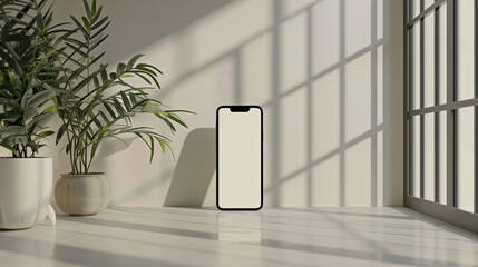 smartphone like iphone mobile phone with blank white screen for infographic marketing mockup model