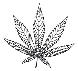 cannabis leaf black and white - obrazy, fototapety, plakaty