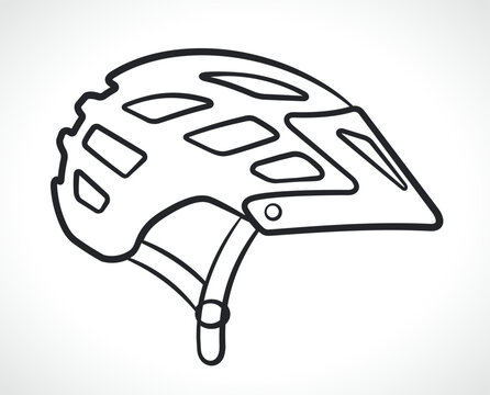 bike helmet black contour isolated