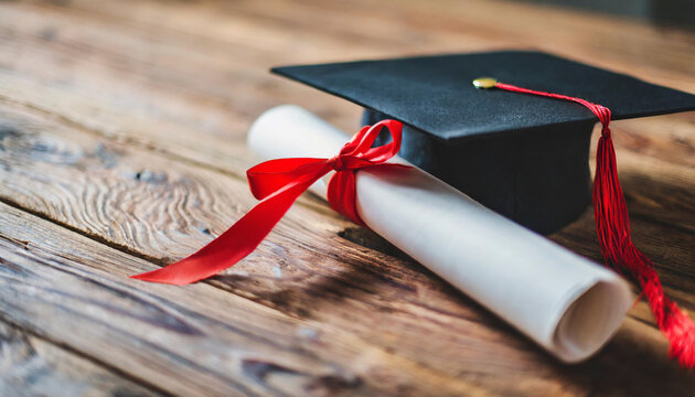 graduation diploma on a clean background, symbolizing achievement and success