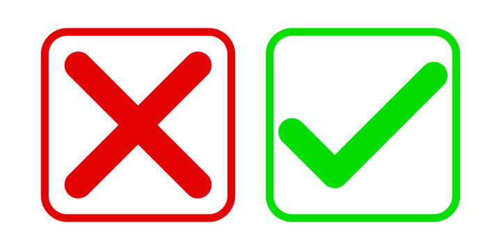 green tick and red cross	