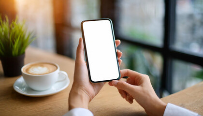 blank screen cell phone mockup, symbolizing modern technology, connectivity, and workplace efficiency