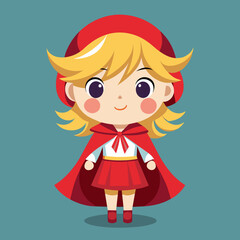 A girl in a red riding hood costume. Vector cartoon children illustration