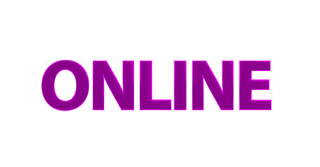 Online - pinke plakative 3D-Schrift, Internet,  soziale Medien, Einkauf, Suchbegriffe, Ranking, Suchmaschine, Website, Internet, eCommerce, Social Media, Marketing, Kommunikation, Gamining