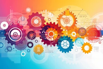 Technology background with colorful gears