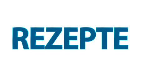 Rezepte - türkise plakative 3D-Schrift, Backen, Kochen, Mittagessen, Frühstück, Abendessen, vegan, kreativ, Gerichte, Freisteller