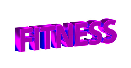 Fitness – pinke plakative 3D-Schrift, Gesundheit, Training, Sport, Ernährung, Abnehmen, Muskelaufbau, Workouts, Fitnessstudio, Cardio, Gewichte, Rendering, Freisteller