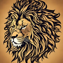 Fototapeta premium n Evocative and Timeless Design Prompt for a Golden Lion Illustrative Logo, Blending Strength and Elegance in a Captivating Emblem that Resonates Power, Pride, and Regality, 