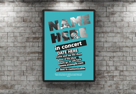 Blue Concert Poster Template with See Through Text