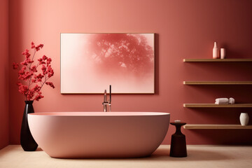 Rose color minimal design decoration modern bathroom interior