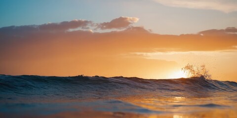 Fototapeta premium A background with a spectrum of orange, white, and blue shades, creating a colorful and harmonious effect, with waves that have different angles and directions, creating a sense of flow and energy