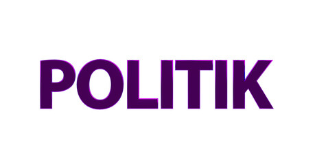 Politik - violette lila plakative 3D-Schrift, Regierung, Wahlen, Gesetzgebung, Parlament, Wahlkampf, Korruption, Politiker, Reformen, Verfassung, Staat, Freisteller